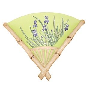 Silvestri Asia Society Fan Wall Plate Cynthia McCollum Iris Bamboo‎ 90s